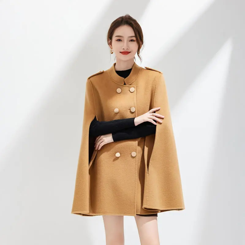 Women's Luxury Wool Blend Cape Coat
