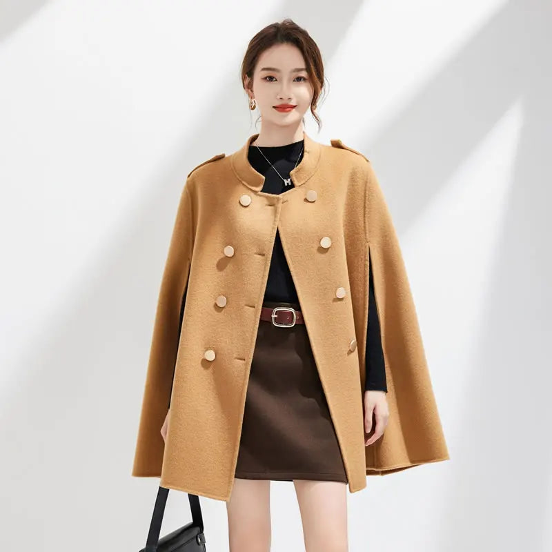 Women's Luxury Wool Blend Cape Coat