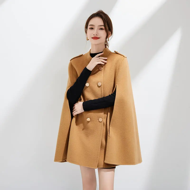 Women's Luxury Wool Blend Cape Coat