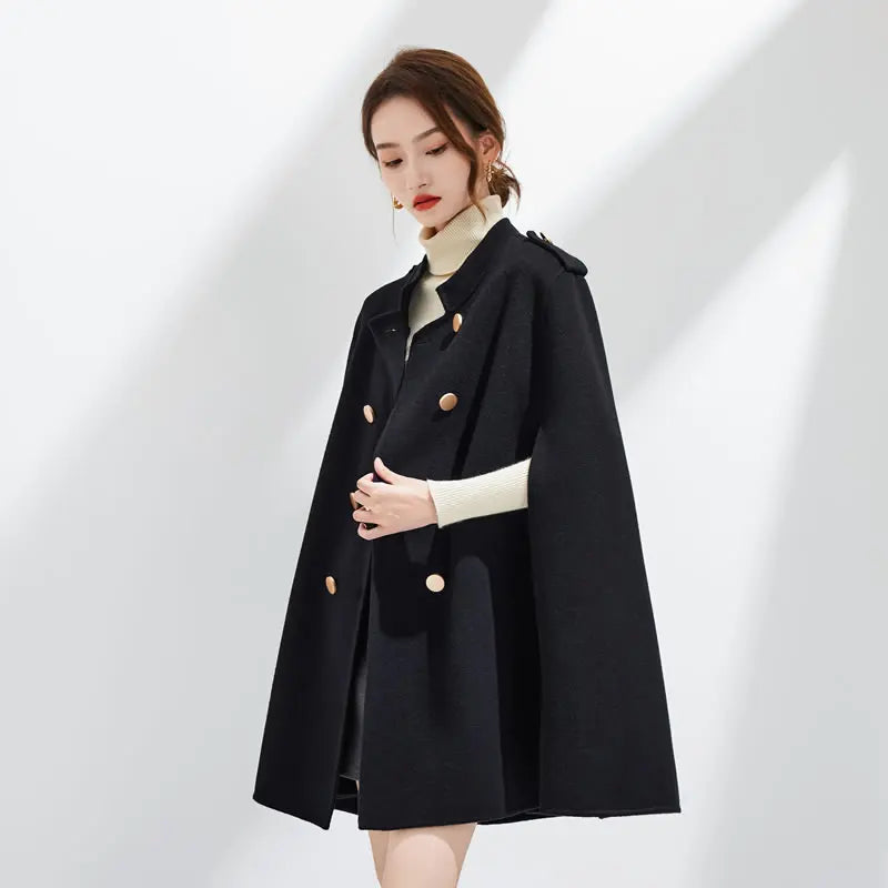 Women's Luxury Wool Blend Cape Coat
