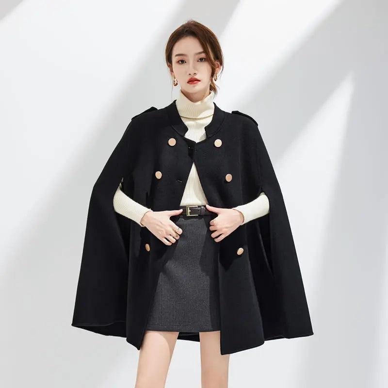 Women's Luxury Wool Blend Cape Coat
