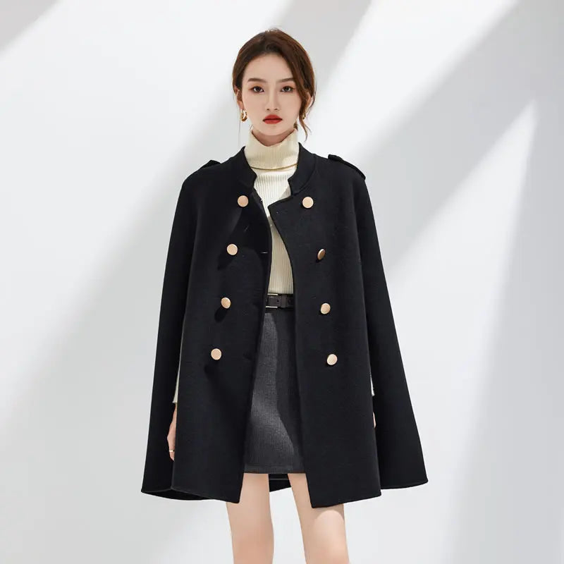 Women's Luxury Wool Blend Cape Coat