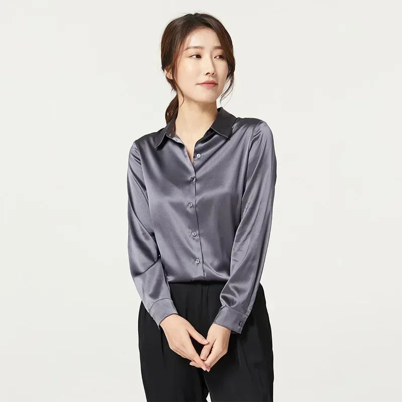 Womens Mulberry Silk Satin Blouse