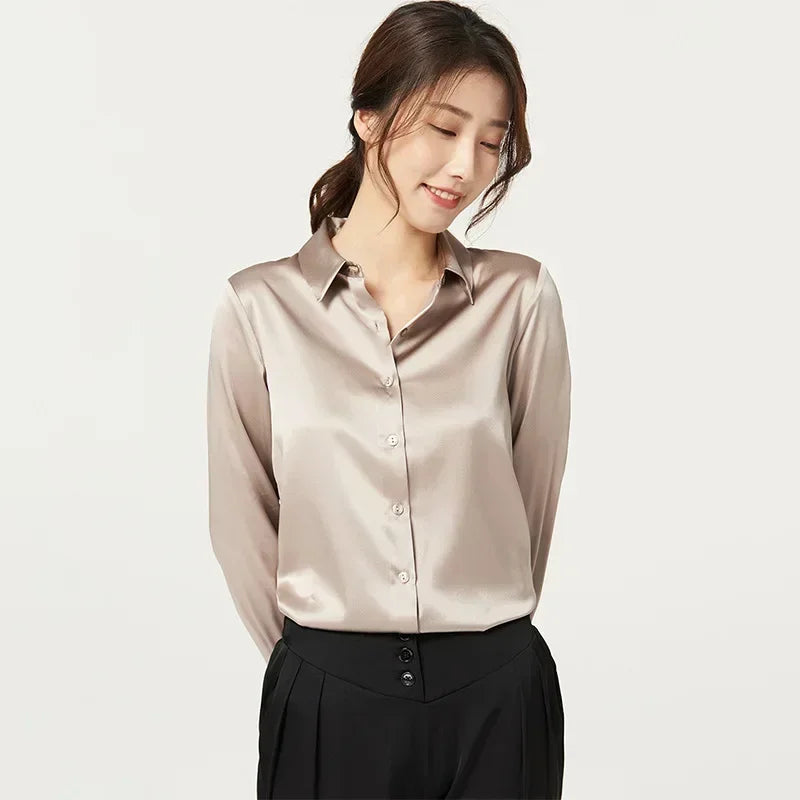 Womens Mulberry Silk Satin Blouse