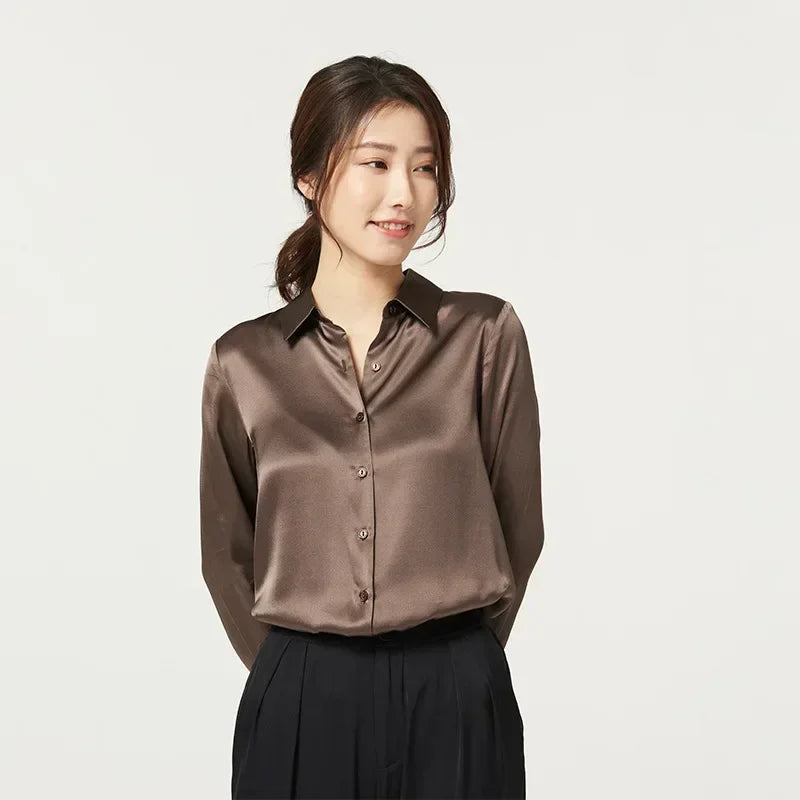 Womens Mulberry Silk Satin Blouse