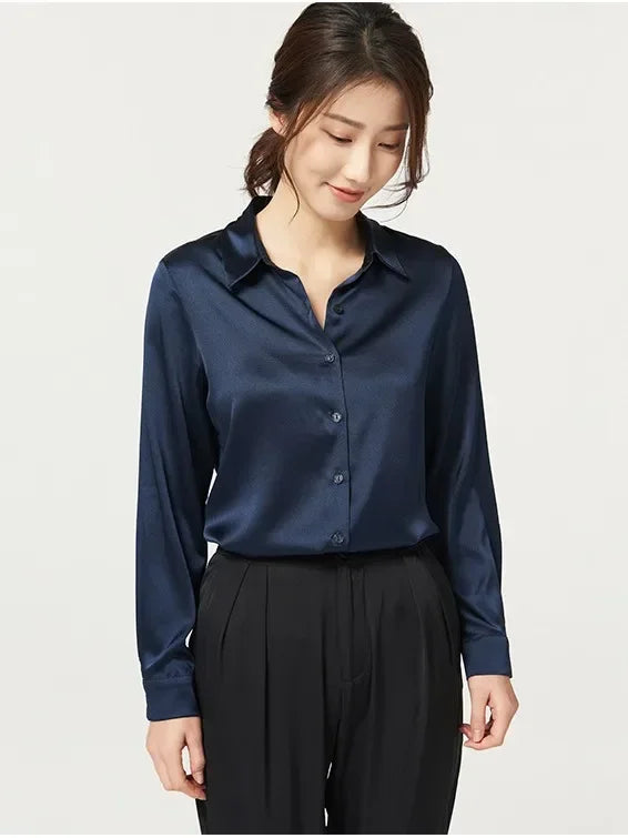 Womens Mulberry Silk Satin Blouse
