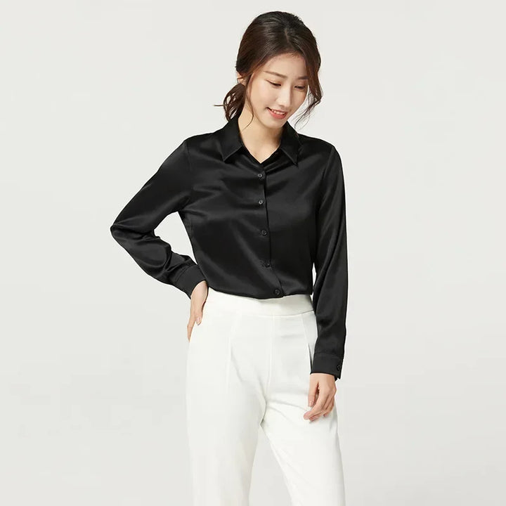 Womens Mulberry Silk Satin Blouse