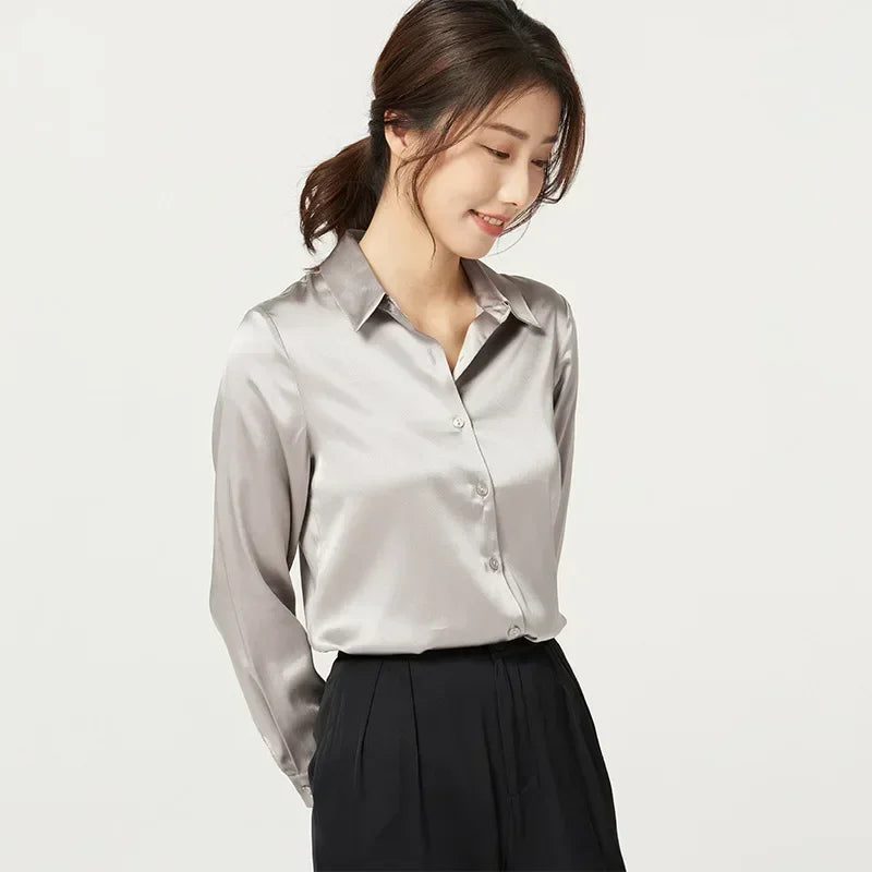 Womens Mulberry Silk Satin Blouse