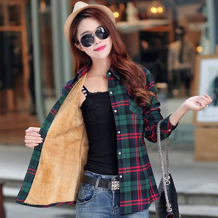  Women's Plaid Flannel Sherpa Lined Shacket