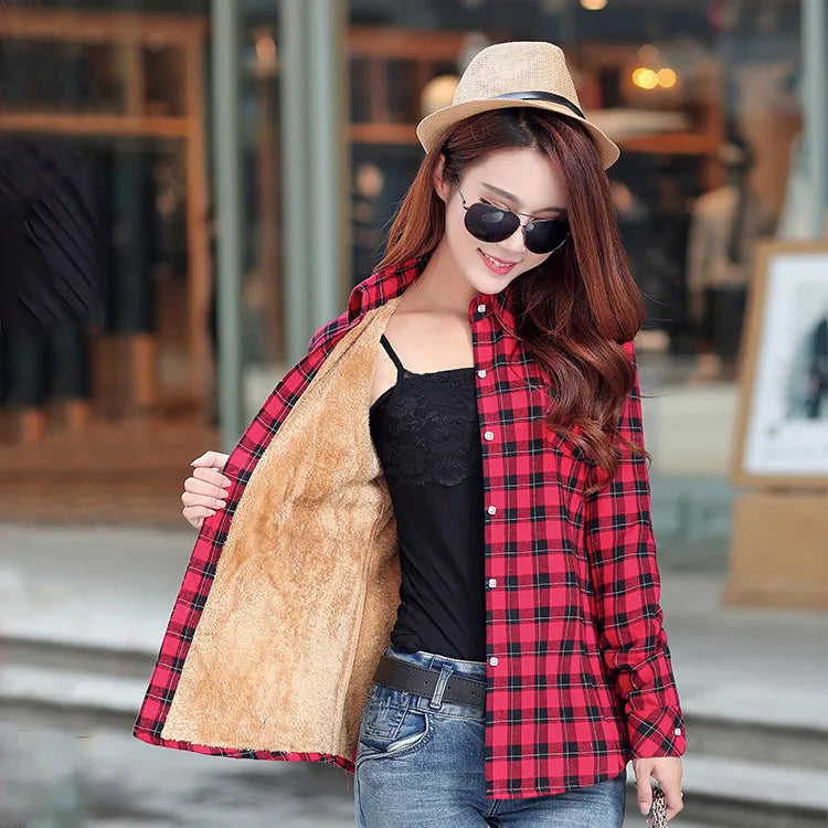 Women's Plaid Flannel Sherpa Lined Shacket