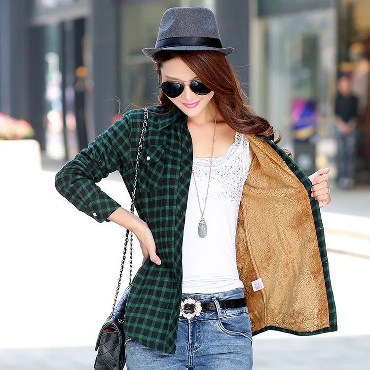  Women's Plaid Flannel Sherpa Lined Shacket