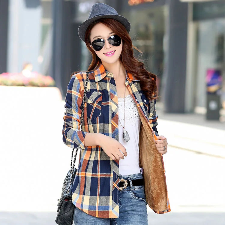  Women's Plaid Flannel Sherpa Lined Shacket