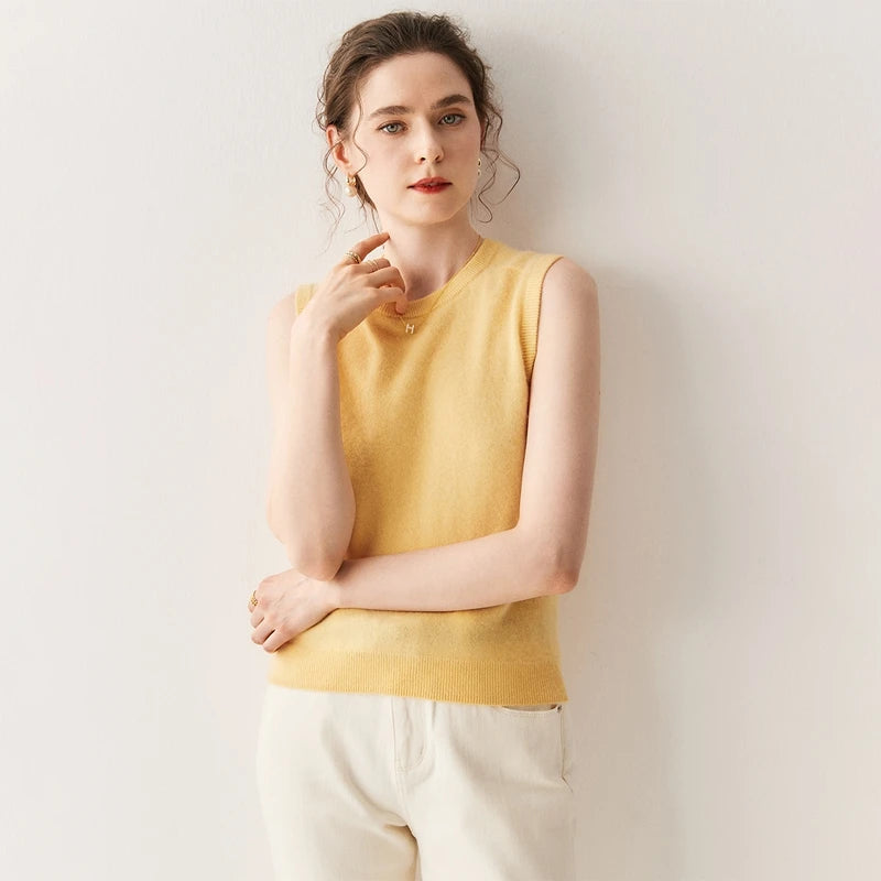 Women's Pure Cashmere Sleeveless Knit Top