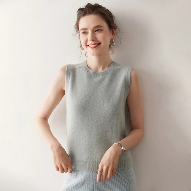 Women's Pure Cashmere Sleeveless Knit Top