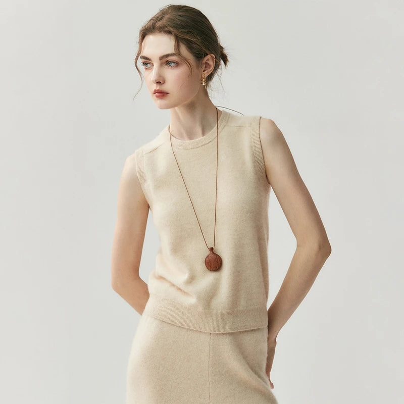 Women's Pure Cashmere Sleeveless Knit Top