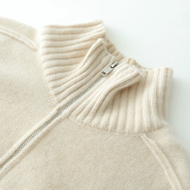 Pure Cashmere Zip-Up Cardigan