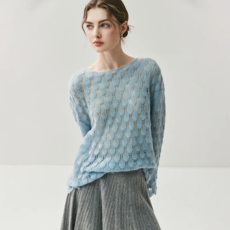 Women's Silk Cashmere Textured Knit Sweater