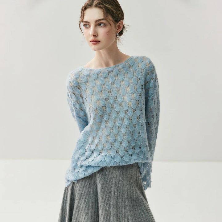 Women's Silk Cashmere Textured Knit Sweater