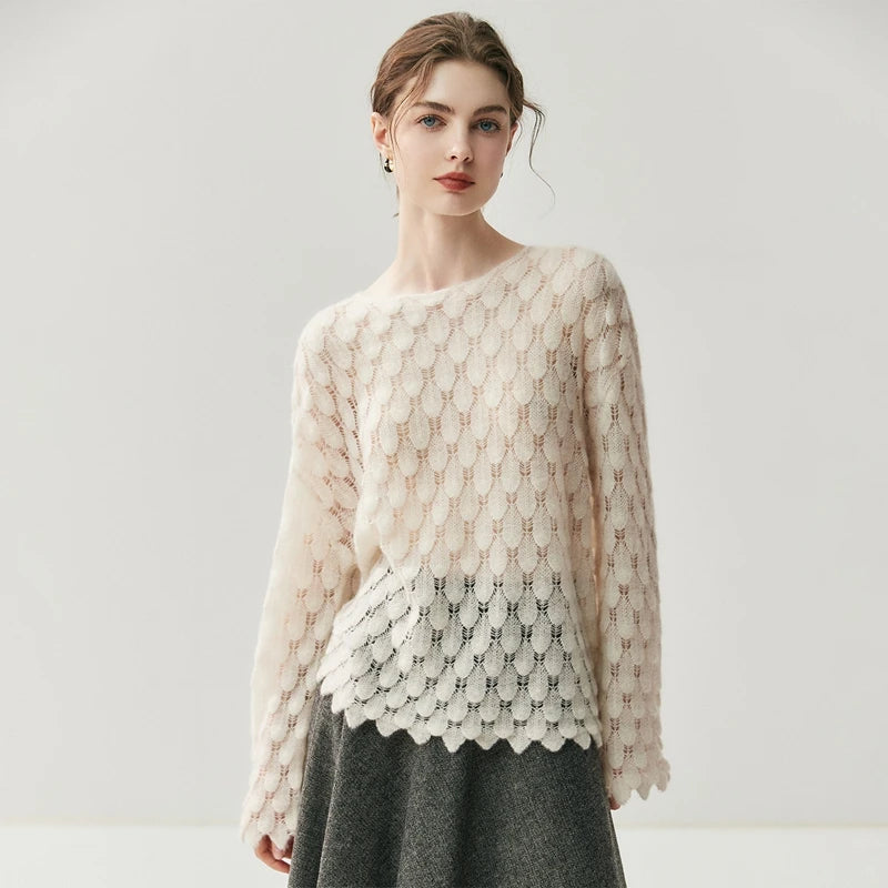 Women's Silk Cashmere Textured Knit Sweater