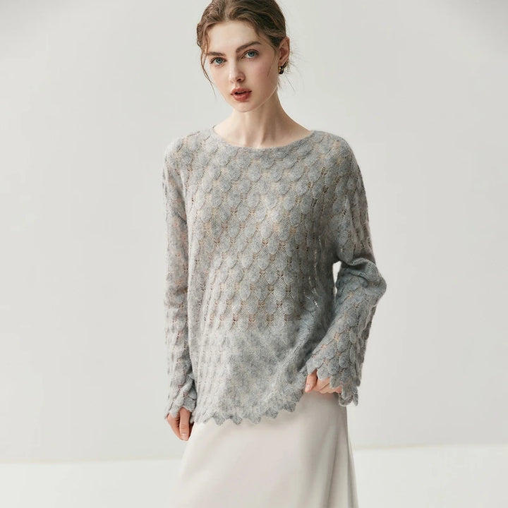 Women's Silk Cashmere Textured Knit Sweater