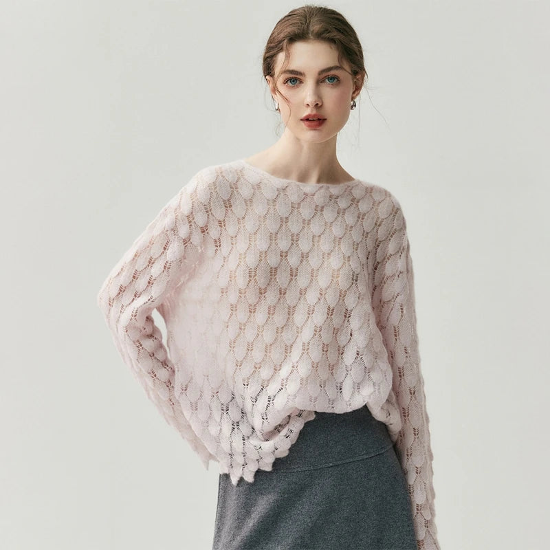 Women's Silk Cashmere Textured Knit Sweater