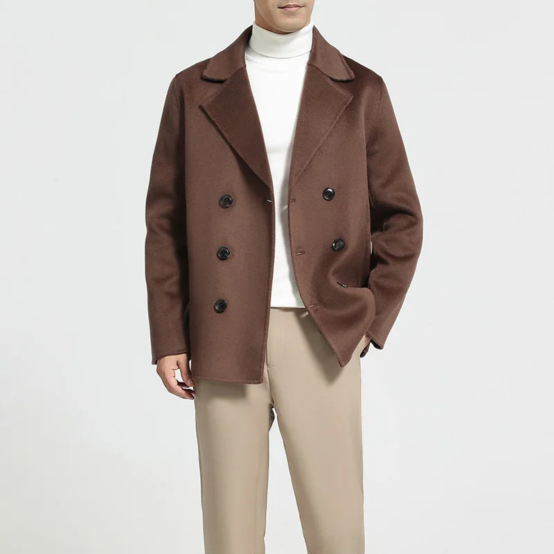 Wool Blend Double-Breasted Peacoat
