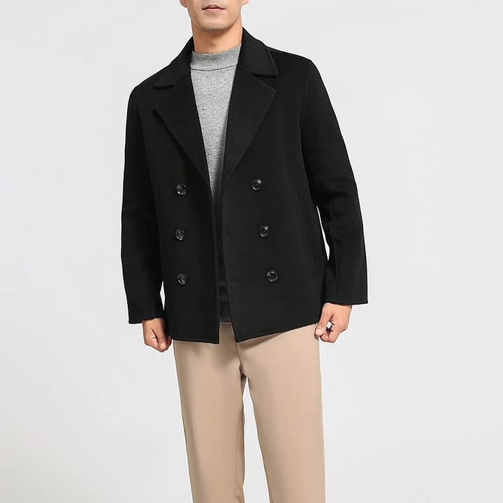 Wool Blend Double-Breasted Peacoat