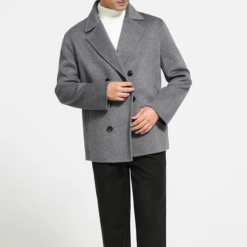 Wool Blend Double-Breasted Peacoat
