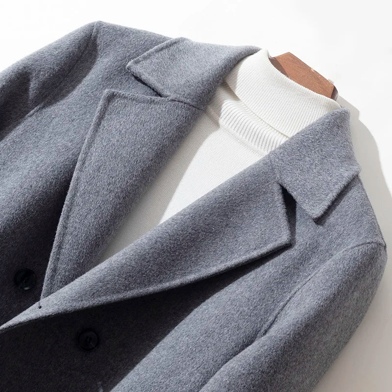 Wool Blend Double-Breasted Peacoat