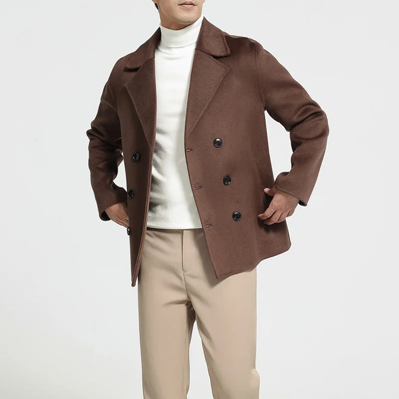 Wool Blend Double-Breasted Peacoat
