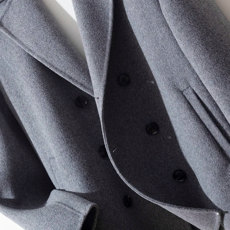 Wool Blend Double-Breasted Peacoat