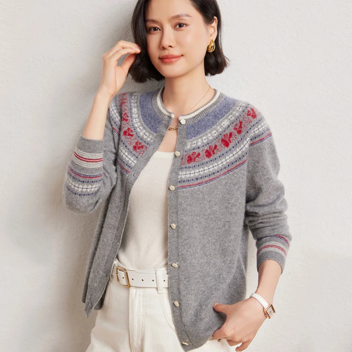 Wool Cashmere Jacquard Cardigan