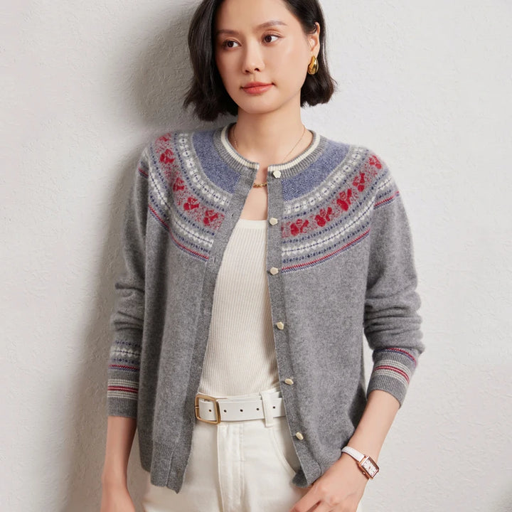 Wool Cashmere Jacquard Cardigan