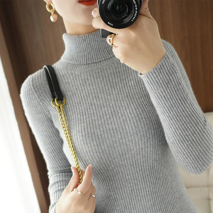 Wool Cashmere Turtleneck Pullover Sweater