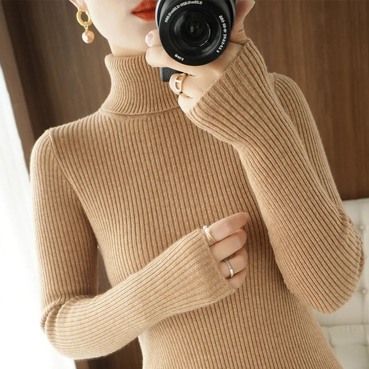 Wool Cashmere Turtleneck Pullover Sweater