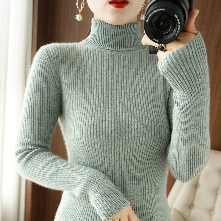 Wool Cashmere Turtleneck Pullover Sweater