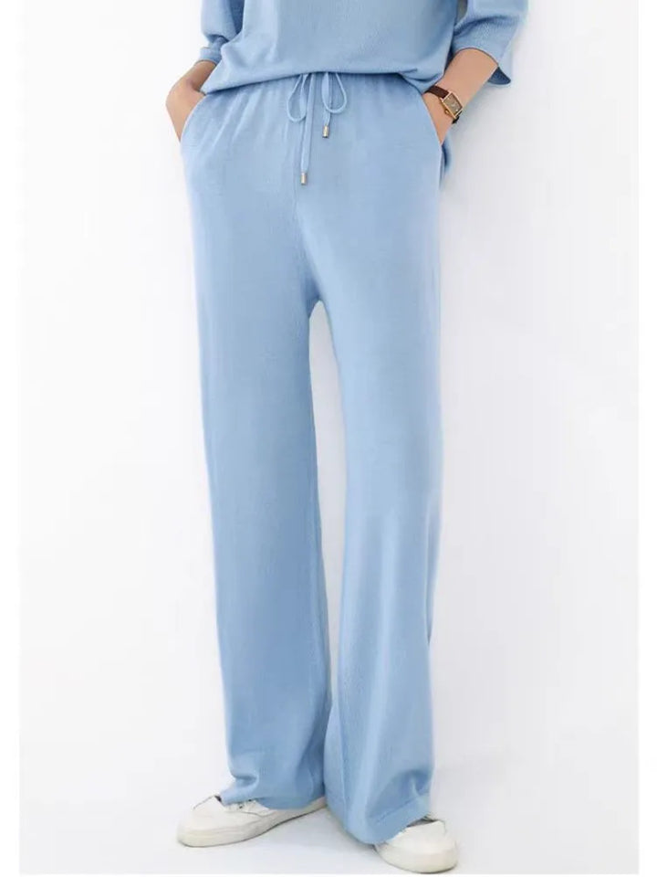Wool Cashmere Wide-Leg Knit Pants