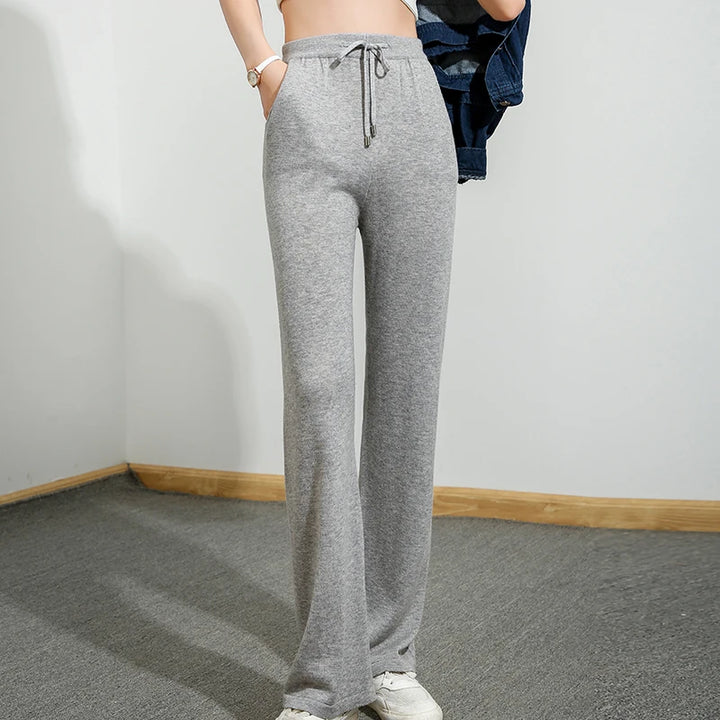 Wool Cashmere Wide-Leg Knit Pants