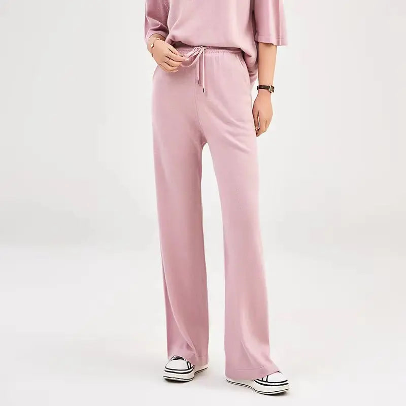 Wool Cashmere Wide-Leg Knit Pants