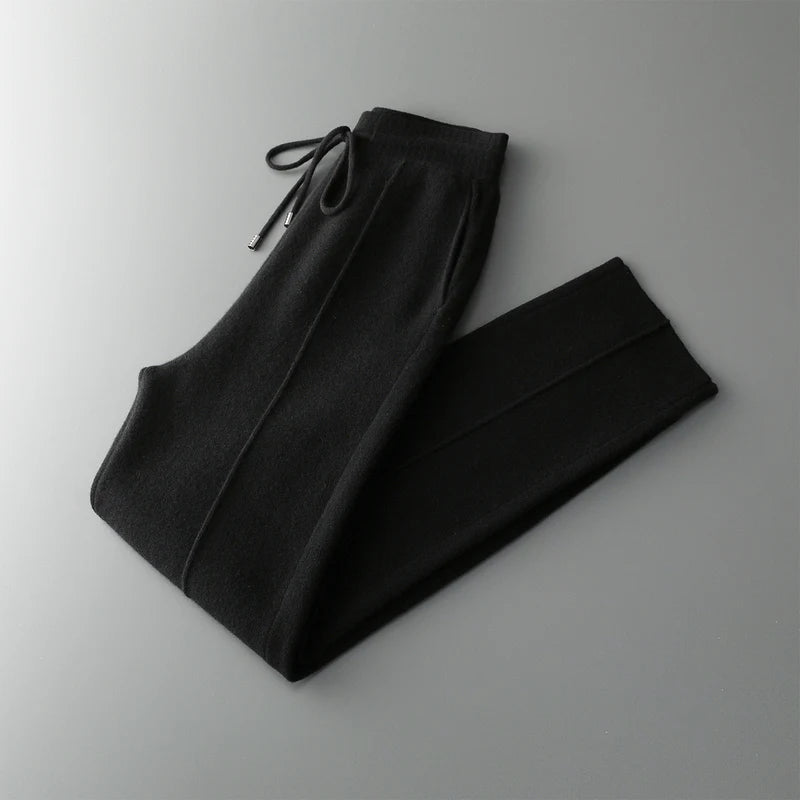 Wool Cashmere Wide-Leg Knit Trousers