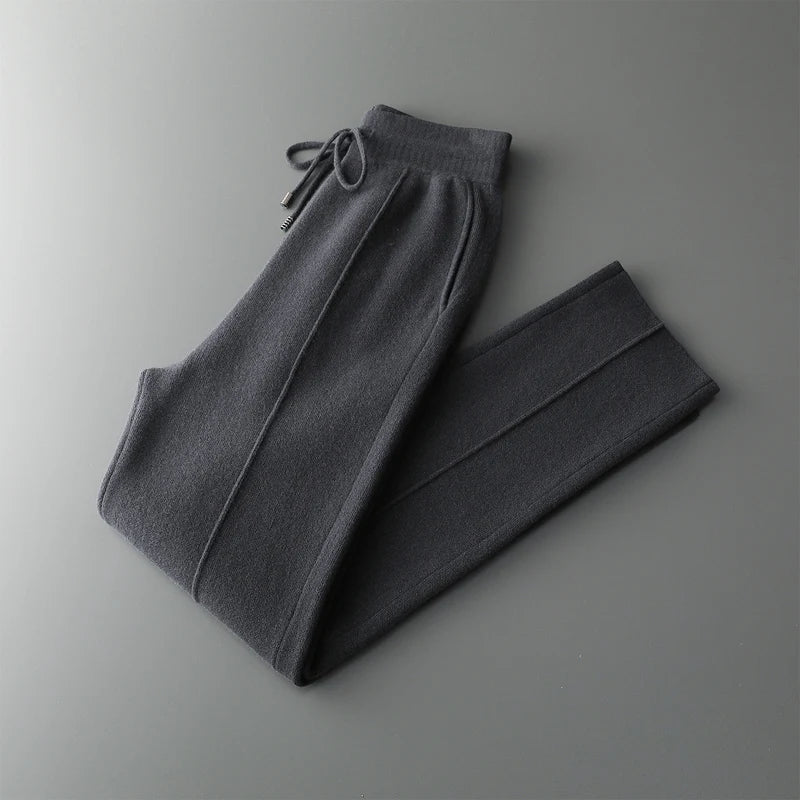 Wool Cashmere Wide-Leg Knit Trousers