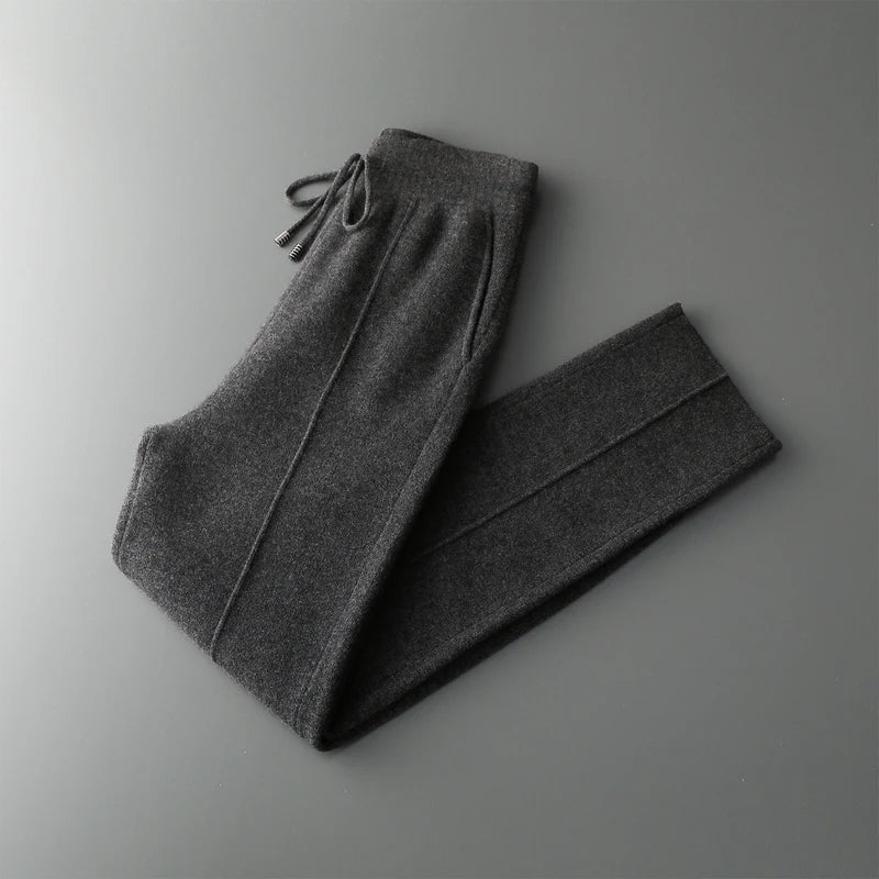 Wool Cashmere Wide-Leg Knit Trousers