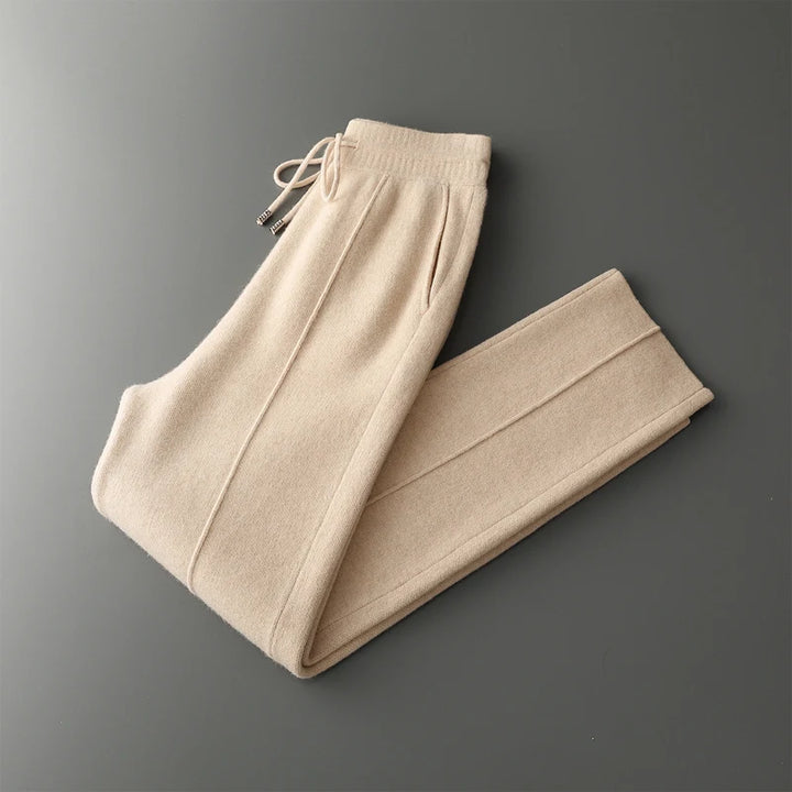 Wool Cashmere Wide-Leg Knit Trousers