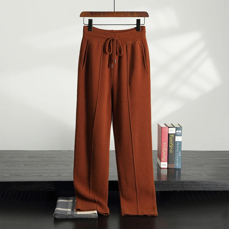 Wool Cashmere Wide-Leg Knit Trousers