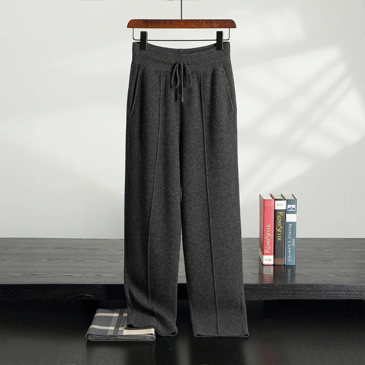 Wool Cashmere Wide-Leg Knit Trousers