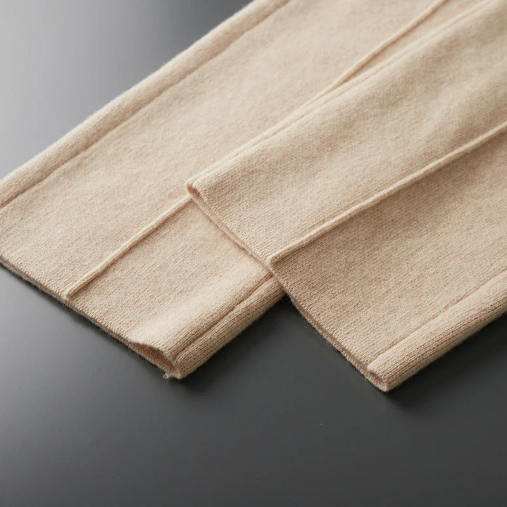Wool Cashmere Wide-Leg Knit Trousers
