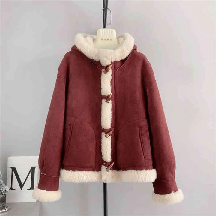 Wool Fur Hooded Short Coat