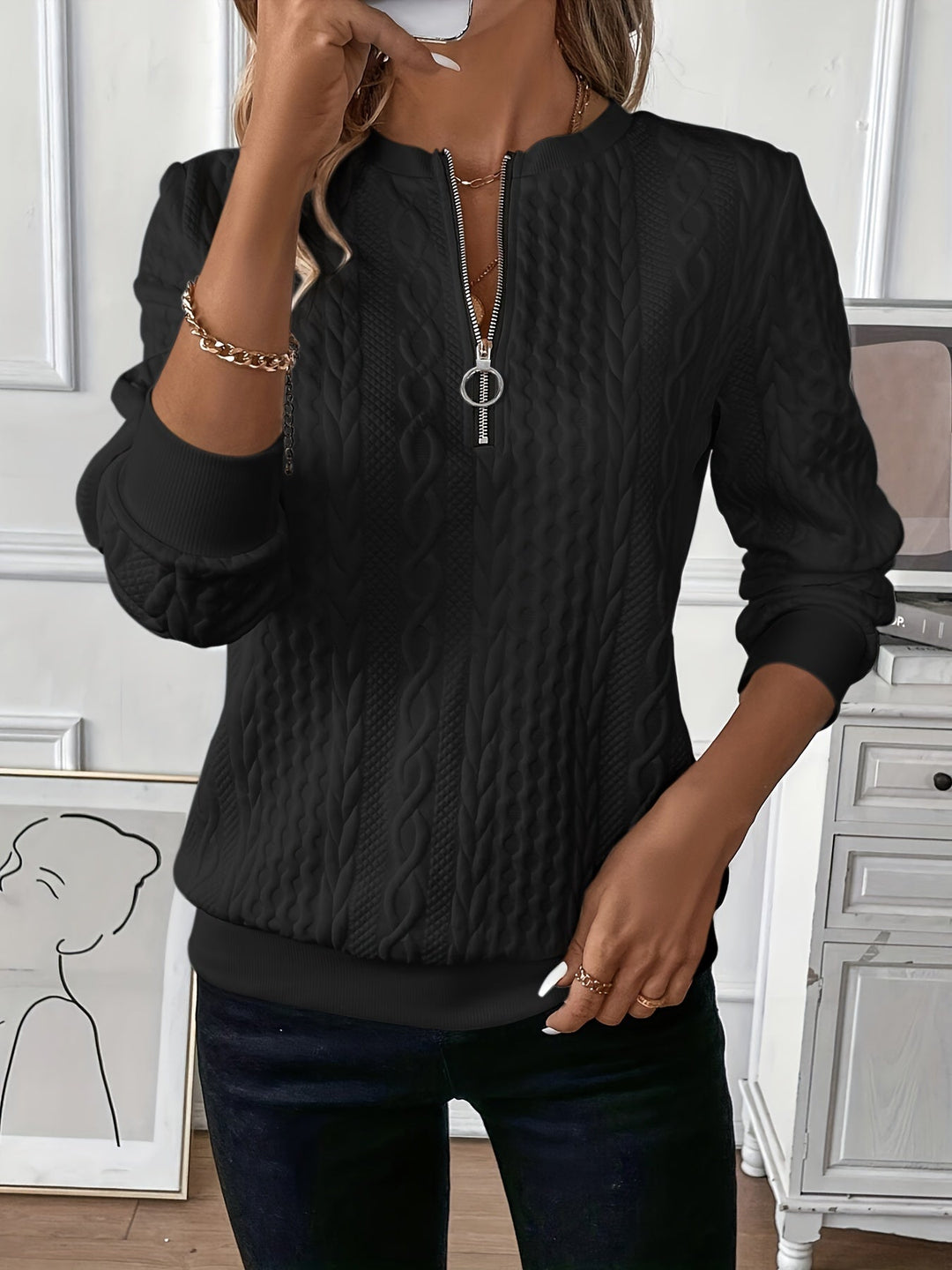 Quarter-Zip Knitted Wool Sweater