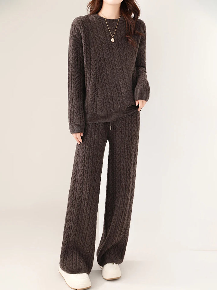 Wool Twist Knit Two-Piece Set