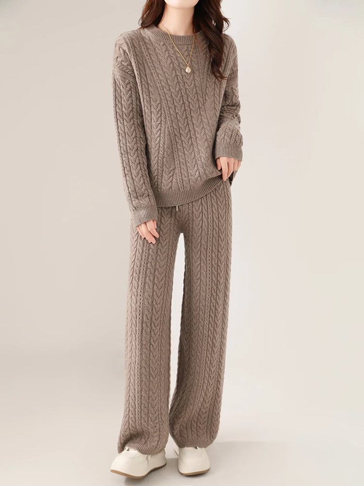  Wool Twist Knit Two-Piece Set